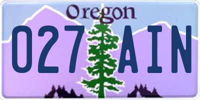 OR license plate 027AIN