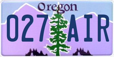 OR license plate 027AIR