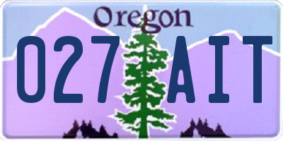 OR license plate 027AIT