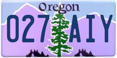 OR license plate 027AIY