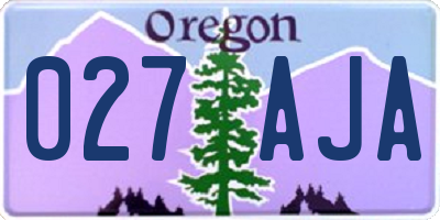 OR license plate 027AJA