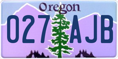 OR license plate 027AJB