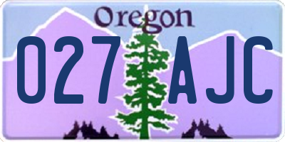 OR license plate 027AJC