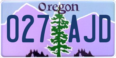 OR license plate 027AJD