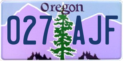 OR license plate 027AJF