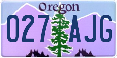 OR license plate 027AJG