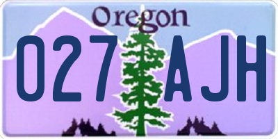 OR license plate 027AJH