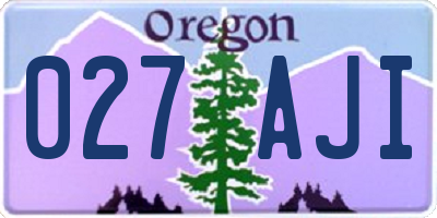 OR license plate 027AJI