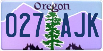 OR license plate 027AJK