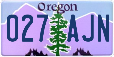 OR license plate 027AJN