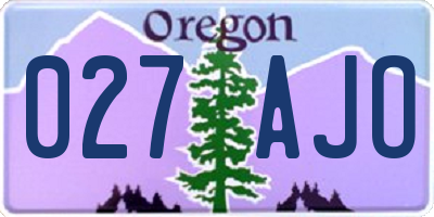 OR license plate 027AJO