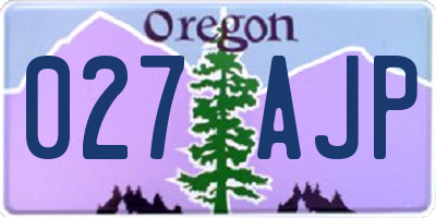 OR license plate 027AJP