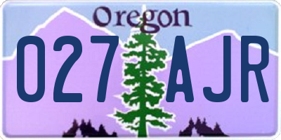 OR license plate 027AJR