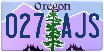 OR license plate 027AJS