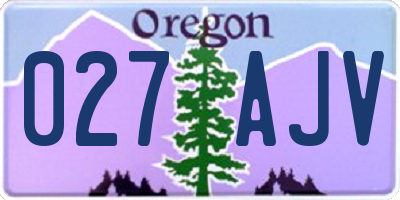 OR license plate 027AJV