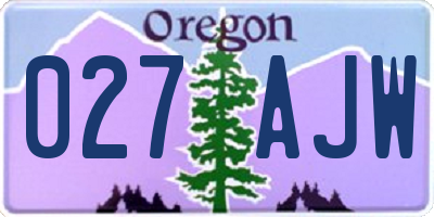 OR license plate 027AJW
