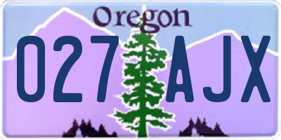 OR license plate 027AJX