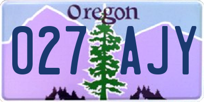 OR license plate 027AJY