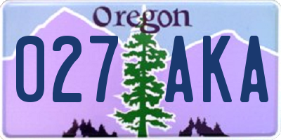 OR license plate 027AKA