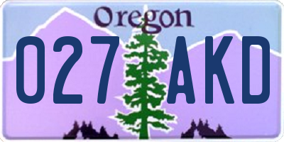 OR license plate 027AKD