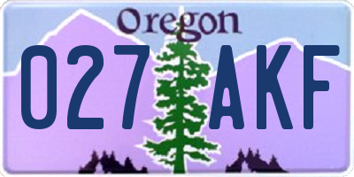 OR license plate 027AKF