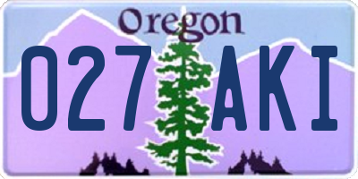 OR license plate 027AKI