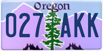 OR license plate 027AKK