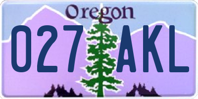 OR license plate 027AKL