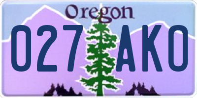 OR license plate 027AKO
