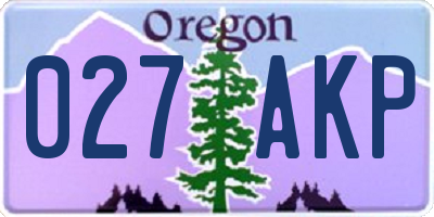 OR license plate 027AKP