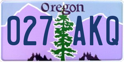 OR license plate 027AKQ