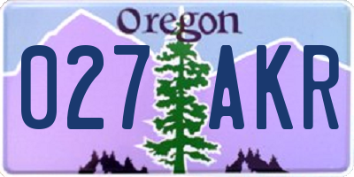OR license plate 027AKR