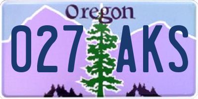 OR license plate 027AKS