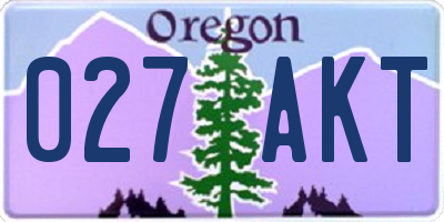OR license plate 027AKT