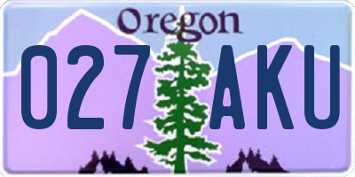 OR license plate 027AKU