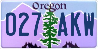 OR license plate 027AKW