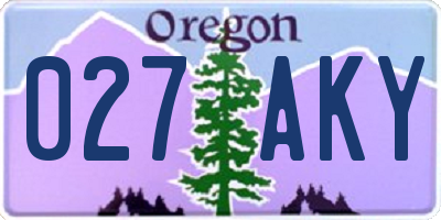 OR license plate 027AKY