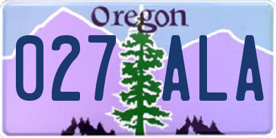 OR license plate 027ALA