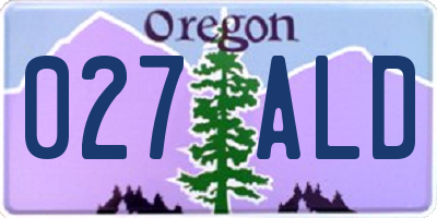 OR license plate 027ALD