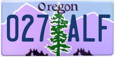OR license plate 027ALF