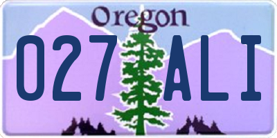 OR license plate 027ALI
