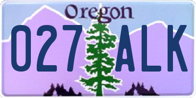 OR license plate 027ALK