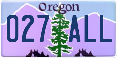 OR license plate 027ALL