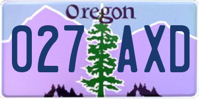 OR license plate 027AXD
