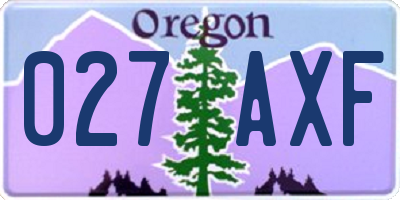 OR license plate 027AXF
