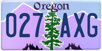 OR license plate 027AXG