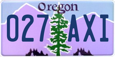 OR license plate 027AXI