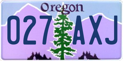 OR license plate 027AXJ