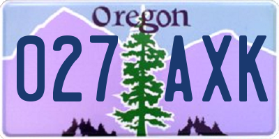 OR license plate 027AXK