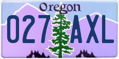 OR license plate 027AXL